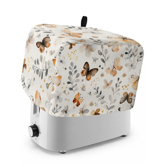 Toaster Cover 2 Slice, Retro Spring Floral Dustproof Bakeware Oven Protector with Top Hook, Brown Butterfly Botanical Waterproof Small Kitchen Appliance Toasters Dust Cover, 11"x6"x8"