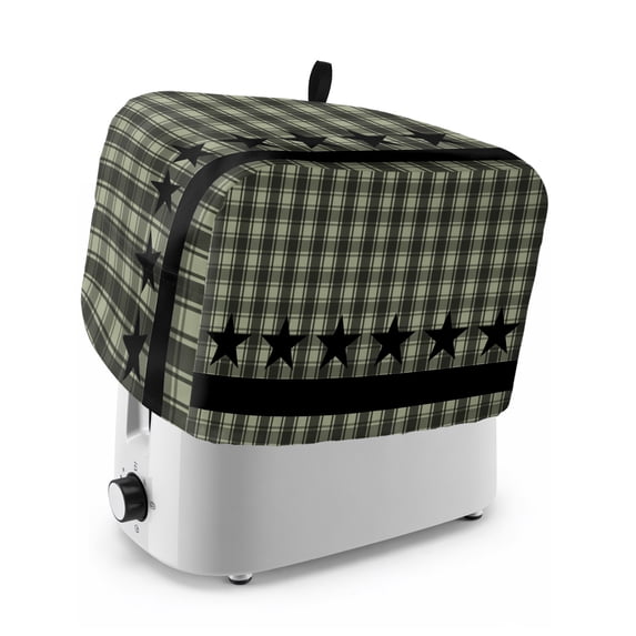 Toaster Cover 2 Slice, Sage Green Black Plaid Dustproof Bakeware Oven Protector with Top Hook, Vintage Star Buffalo Check Rustic Waterproof Small Kitchen Appliance Toasters Dust Cover, 12"x7.5"x8"