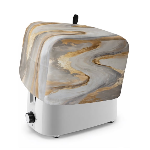 Toaster Cover 2 Slice, Yellow Grey Ombre Dustproof Bakeware Oven Protector with Top Hook, Modern Marble Ink Painting Art Waterproof Small Kitchen Appliance Toasters Dust Cover, 12"x7.5"x8"
