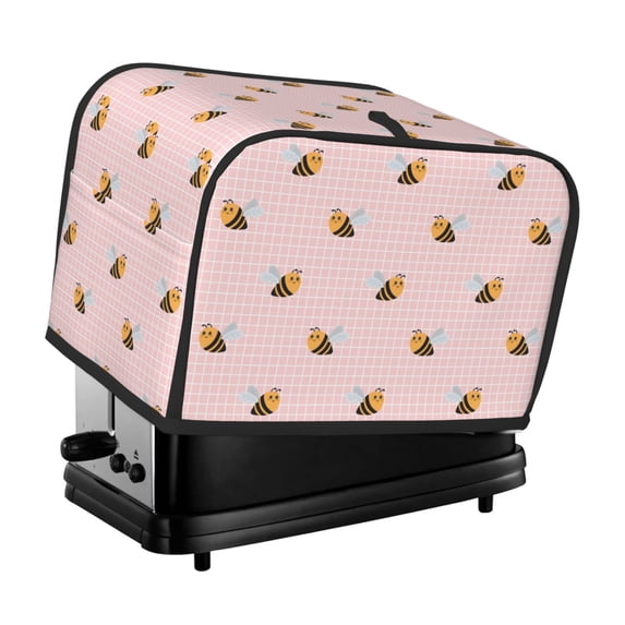 Toaster Cover 2 Slice, bee pink checkered cute Cute 2 slice Toaster Oven Cover For Kitchen Small Appliance Bread Machine Protector, Waterproof Toaster Covers 2 slice Wide Slot