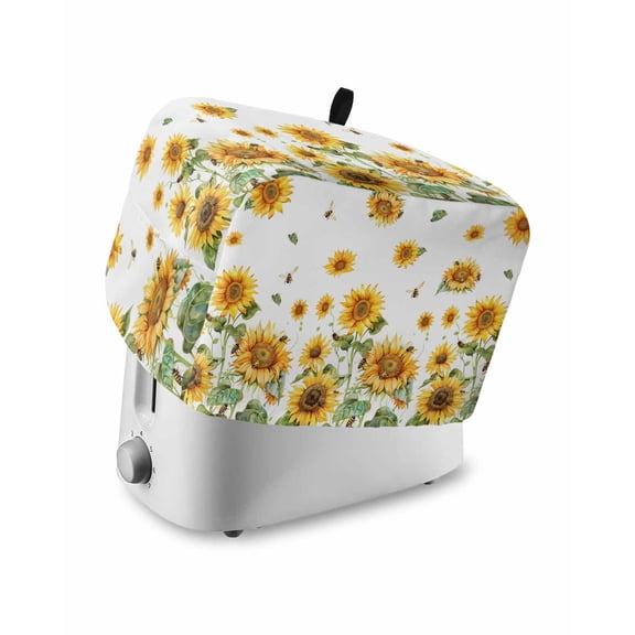 Toaster Cover 4 Slice Bee Sunflower Toaster Oven Cover with Pockets Farmhouse Floral Dustproof Bakeware Protector Small Kitchen Appliance Dust Covers and Fingerprint Protection