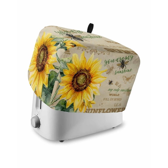 Toaster Cover 4 Slice Bee Sunflower Toaster Oven Cover with Pockets My Sunshine Vintage Dustproof Bakeware Protector Small Kitchen Appliance Dust Covers and Fingerprint Protection