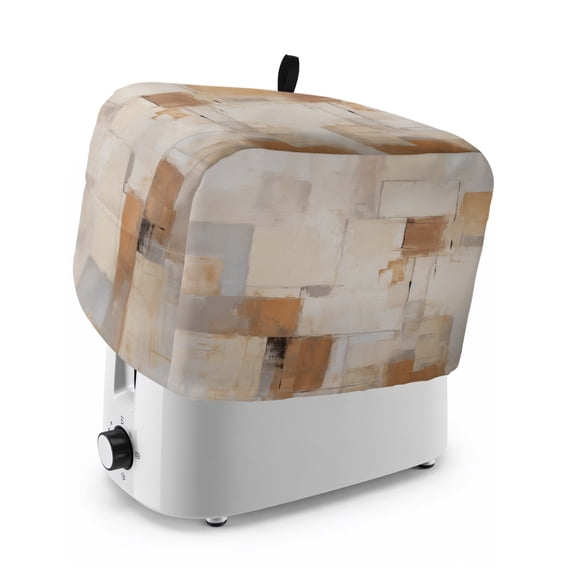 Toaster Cover 4 Slice, Brown Geometric Dustproof Bakeware Oven Protector with Top Hook, Modern Oil Painting Abstract Waterproof Small Kitchen Appliance Toasters Dust Cover, 12"x11"x8"