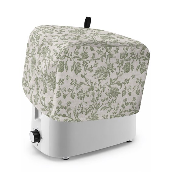 Toaster Cover 4 Slice, Farmhouse Sage Green Dustproof Bakeware Oven Protector with Top Hook, Vintage Flower Leaf Botanical Waterproof Small Kitchen Appliance Toasters Dust Cover, 12"x11"x8"