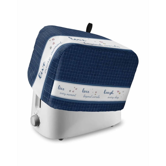 Toaster Cover 4 Slice Live Love Laugh Toaster Oven Cover with Pockets Blue Check Buffalo Plaid Dustproof Bakeware Protector Small Kitchen Appliance Dust Covers and Fingerprint Protection