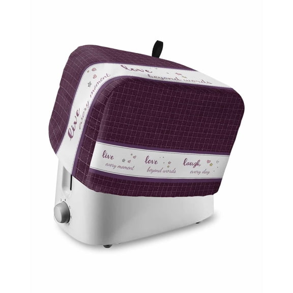 Toaster Cover 4 Slice Live Love Laugh Toaster Oven Cover with Pockets Purple Buffalo Plaid Dustproof Bakeware Protector Small Kitchen Appliance Dust Covers and Fingerprint Protection