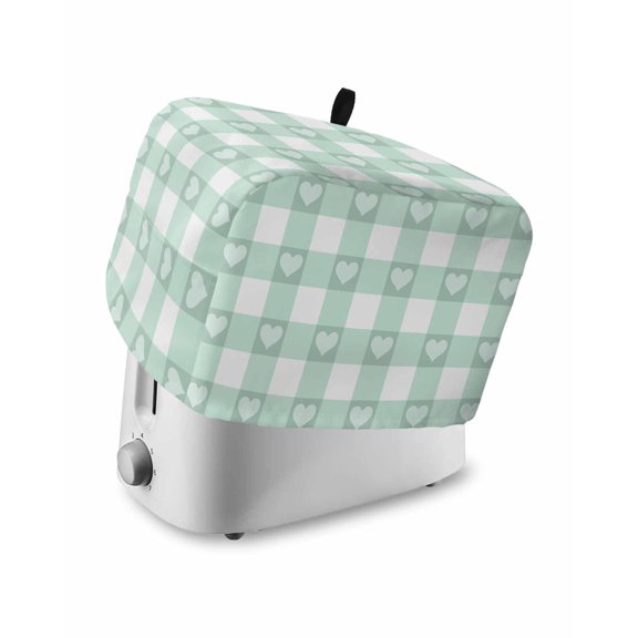Toaster Cover 4 Slice Love Buffalo Plaid Toaster Oven Cover with Pockets Green Check Stripes Dustproof Bakeware Protector Small Kitchen Appliance Dust Covers and Fingerprint Protection
