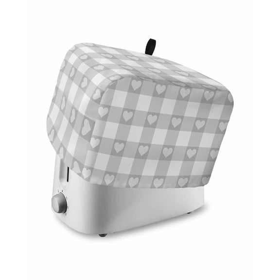 Toaster Cover 4 Slice Love Buffalo Plaid Toaster Oven Cover with Pockets Grey Check Stripes Dustproof Bakeware Protector Small Kitchen Appliance Dust Covers and Fingerprint Protection