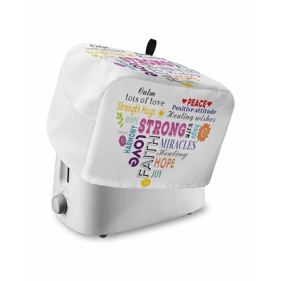 Toaster Cover 4 Slice Love Peace Text Toaster Oven Cover with Pockets Warm Embraces Positive Energy Dustproof Bakeware Protector Small Kitchen Appliance Dust Covers and Fingerprint Protection