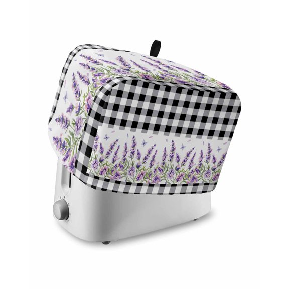 Toaster Cover 4 Slice Purple Lavender Toaster Oven Cover with Pockets Spring Flower Butterfly Black Buffalo Plaid Bakeware Protector Small Kitchen Appliance Dust Covers and Fingerprint Protection