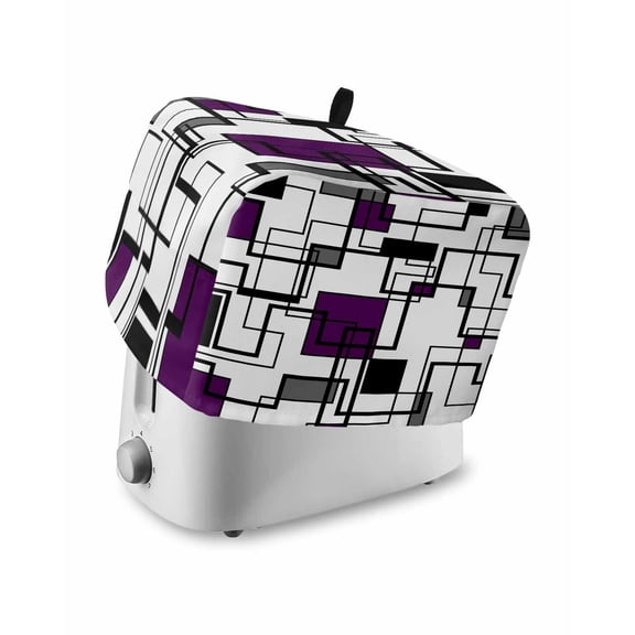 Toaster Cover 4 Slice Purple Modern Geometric Toaster Oven Cover with Pockets Abstract Lines Squares Dustproof Bakeware Protector Small Kitchen Appliance Dust Covers and Fingerprint Protection