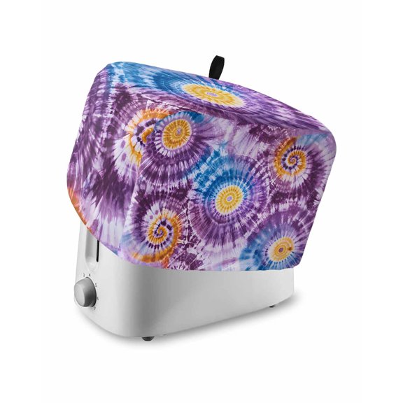 Toaster Cover 4 Slice Purple Tie-Dye Art Toaster Oven Cover with Pockets Abstract Boho Dyeing Dustproof Bakeware Protector Small Kitchen Appliance Dust Covers and Fingerprint Protection