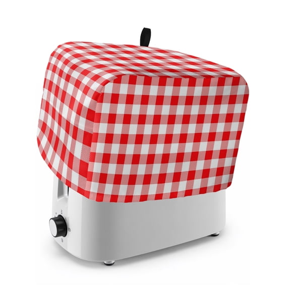 Toaster Cover 4 Slice, Red White Plaid Dustproof Bakeware Oven Protector with Top Hook, Modern Farmhouse Buffalo Check Gingham Waterproof Small Kitchen Appliance Toasters Dust Cover, 12"x11"x8"