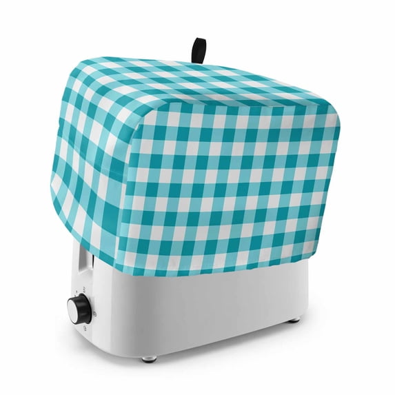 Toaster Cover 4 Slice, Turquoise Checkered Dustproof Bakeware Oven Protector with Top Hook, Farmhouse Buffalo Plaid Waterproof Small Kitchen Appliance Toasters Dust Cover, 12"x11"x8"