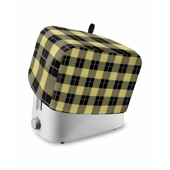 Toaster Cover 4 Slice Yellow Check Plaid Toaster Oven Cover with Pockets Geometric Pattern Dustproof Bakeware Protector Small Kitchen Appliance Dust Covers and Fingerprint Protection