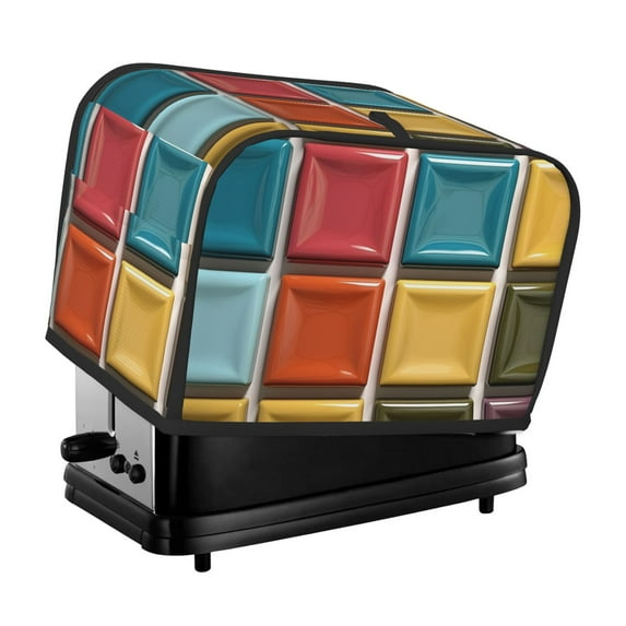 Toaster Cover For 2 Or 4 Slice, Two Or Four Slice Toaster Hood Dust-Proof Cover For Kitchen Washable Small Appliance Colorful Abstract Vibrant Ceramic Geometric Pattern