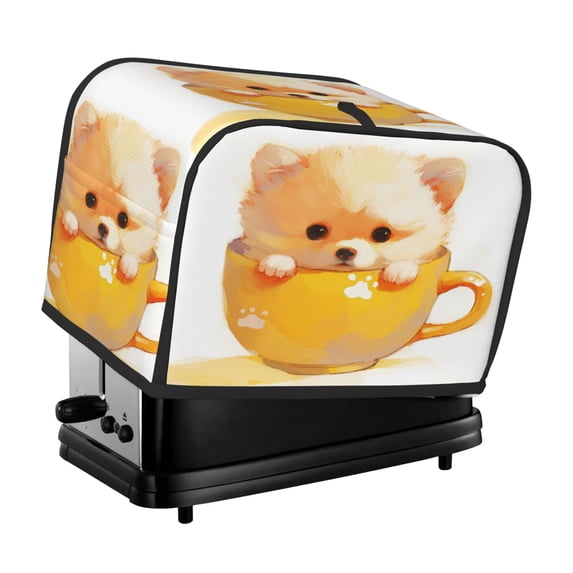 Toaster Cover For 2 Or 4 Slice, Two Or Four Slice Toaster Hood Dust-Proof Cover For Home Kitchen Washable Small Appliance Cute Dog In Teacup (14)