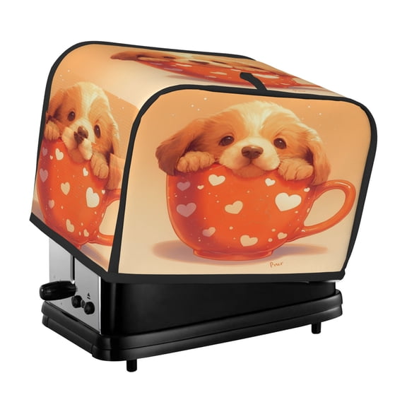Toaster Cover For 2 Or 4 Slice, Two Or Four Slice Toaster Hood Dust-Proof Cover For Home Kitchen Washable Small Appliance Shiba Inu In Cup (3)