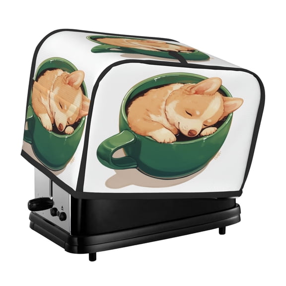Toaster Cover For 2 Or 4 Slice, Two Or Four Slice Toaster Hood Dust-Proof Cover For Home Kitchen Washable Small Appliance Teacup Corgi (5)