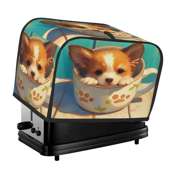 Toaster Cover For 2 Or 4 Slice, Two Or Four Slice Toaster Hood Dust-Proof Cover For Home Kitchen Washable Small Appliance Teacup Corgi (6)