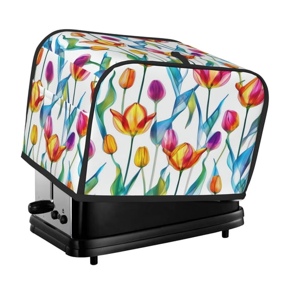 Toaster Cover For 2 Or 4 Slice, Two Or Four Slice Toaster Hood Dust-Proof Cover For Kitchen Washable Small Appliance Tulipa Blue Leaf