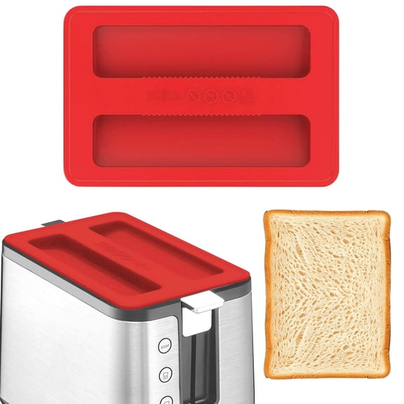 Toaster Cover, Silicone Toaster Lid, Long Bread Maker Lid, Bread Maker Machine Protector, Heat Resistant Kitchen Appliance Cover, Silicone Toaster Top Cover for 2 Slice Bread Machine, Red