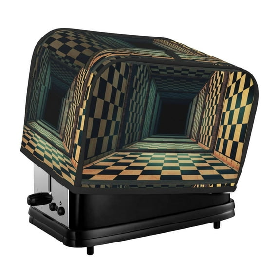 Toaster Covers 2 Slice, 3d Abstract Chess Board Waterproof Bread Machine Cover Fits for Standard 2 Slice Toasters, Home Decor Toaster Protection with Hanging Rope