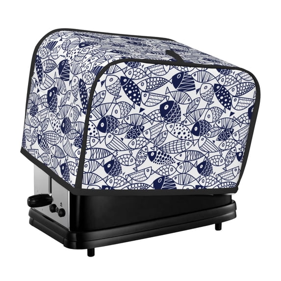 Toaster Covers 2 Slice, Blue Fish1 Waterproof Bread Machine Cover Fits for Standard 2 Slice Toasters, Home Decor Toaster Protection with Hanging Rope