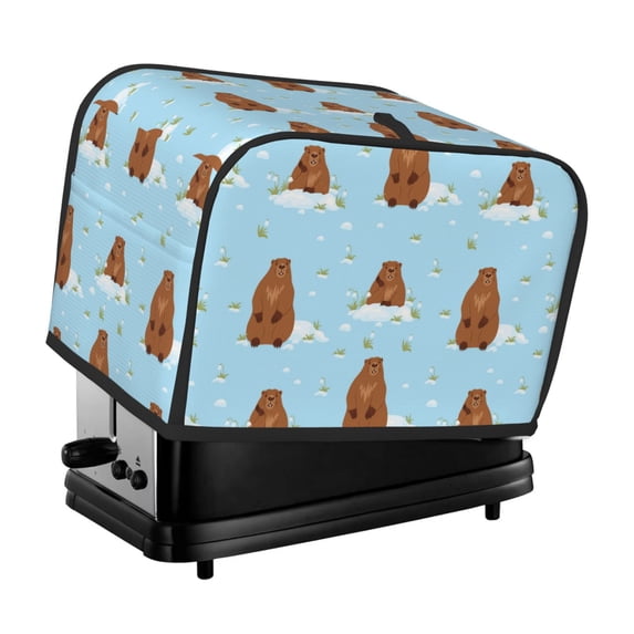 Toaster Covers 2 Slice, Capybaras Flowers Grass Waterproof Bread Machine Cover Fits for Standard 2 Slice Toasters, Home Decor Toaster Protection with Hanging Rope