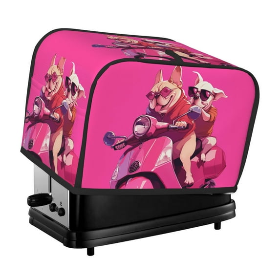 Toaster Covers 2 Slice, Cool French Bulldog No.149 Waterproof Bread Machine Cover Fits for Standard 2 Slice Toasters, Home Decor Toaster Protection with Hanging Rope