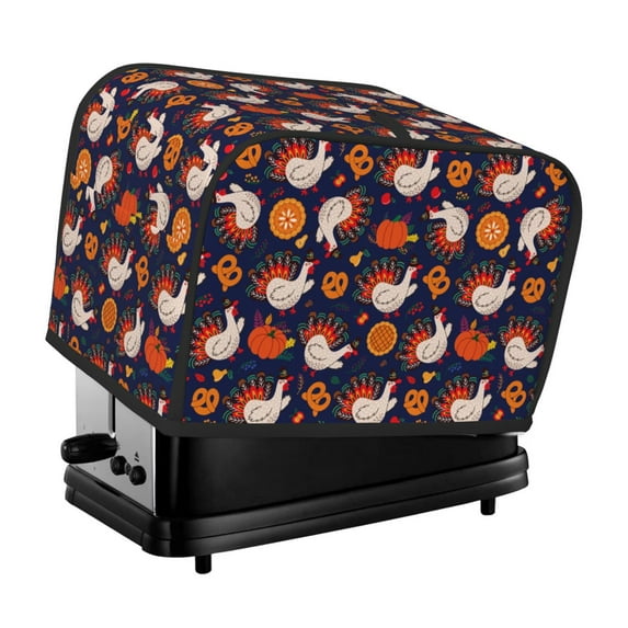 Toaster Covers 2 Slice, Turkey And Thanksgiving Waterproof Bread Machine Cover Fits for Standard 2 Slice Toasters, Home Decor Toaster Protection with Hanging Rope
