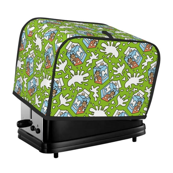 Toaster Covers 2 Slice, cartoon milk cow Waterproof Bread Machine Cover Fits for Standard 2 Slice Toasters, Home Decor Toaster Protection with Hanging Rope