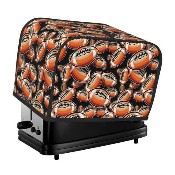 Toaster Covers 2 Slice, orange American football Rugby black Waterproof Bread Machine Cover Fits for Standard 2 Slice Toasters, Home Decor Toaster Protection with Hanging Rope