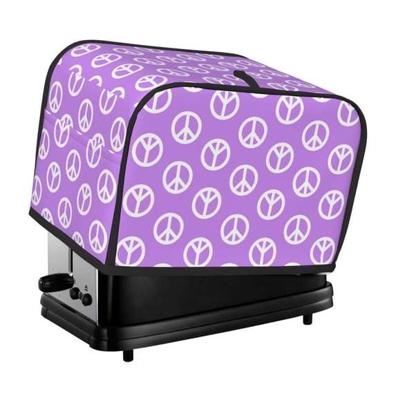 Toaster Covers 2 Slice, peace signs Purple cute Waterproof Bread Machine Cover Fits for Standard 2 Slice Toasters, Home Decor Toaster Protection with Hanging Rope