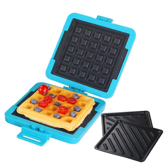 Toaster Microwave Sandwich Maker Waffle Panini Dishwasher Safe No Electricity Wireless Time Saving Fast (blue And Maker)