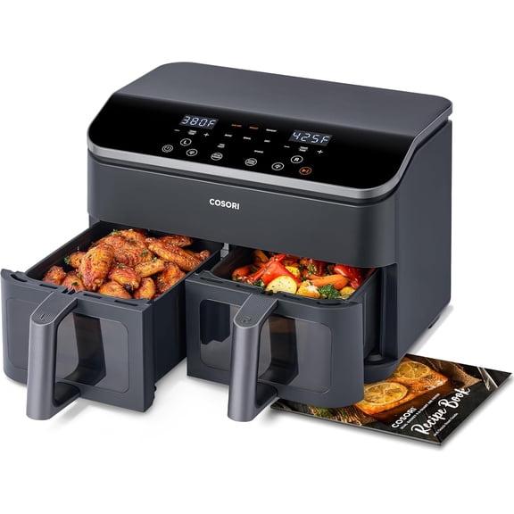 Toaster Oven, Air Fryer, Thermometer, Toaster Oven Air Fryer Combo, Stainless Steel, Quick meals, Fries, Frozen Food, Air Fry, Dehydrate, Reheat, 13-in-1,Less Oil, Flip Away Oven
