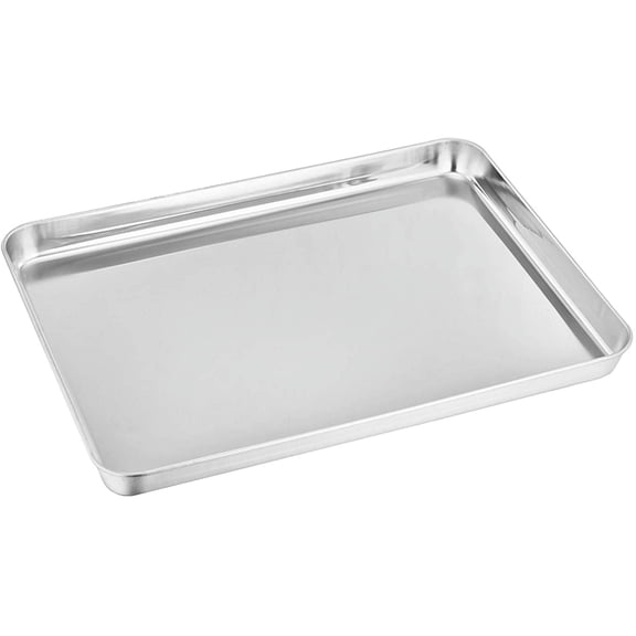 Toaster Oven Pan, Stainless Steel Toaster Oven Tray Quarter Sheet Pan, 12.4’’x 9.7’’x1’’, Non Toxic & Healthy, Rust Free & Mirror Finish, Easy Clean & Dishwasher Safe