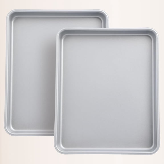 Toaster Oven Pans for Baking, 2-PACK 11-Inch Nonstick Baking Trays, 57% Thicker Cookie Sheet Pans Set, Dishwasher Safe and Heavy Duty Small Replacement Trays for Oven (Silver)