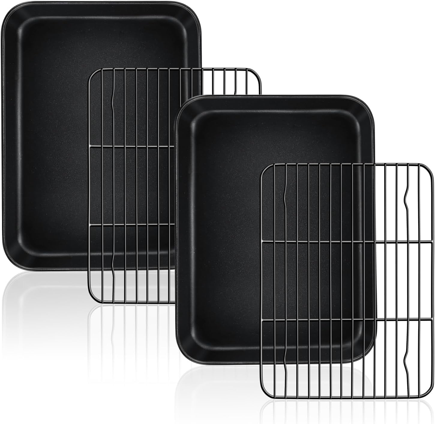 Baking Rack Toaster Toaster Oven Pans with Racks Set, 9.25 x 7 x 1 Inch Carbon Steel Mini ...
