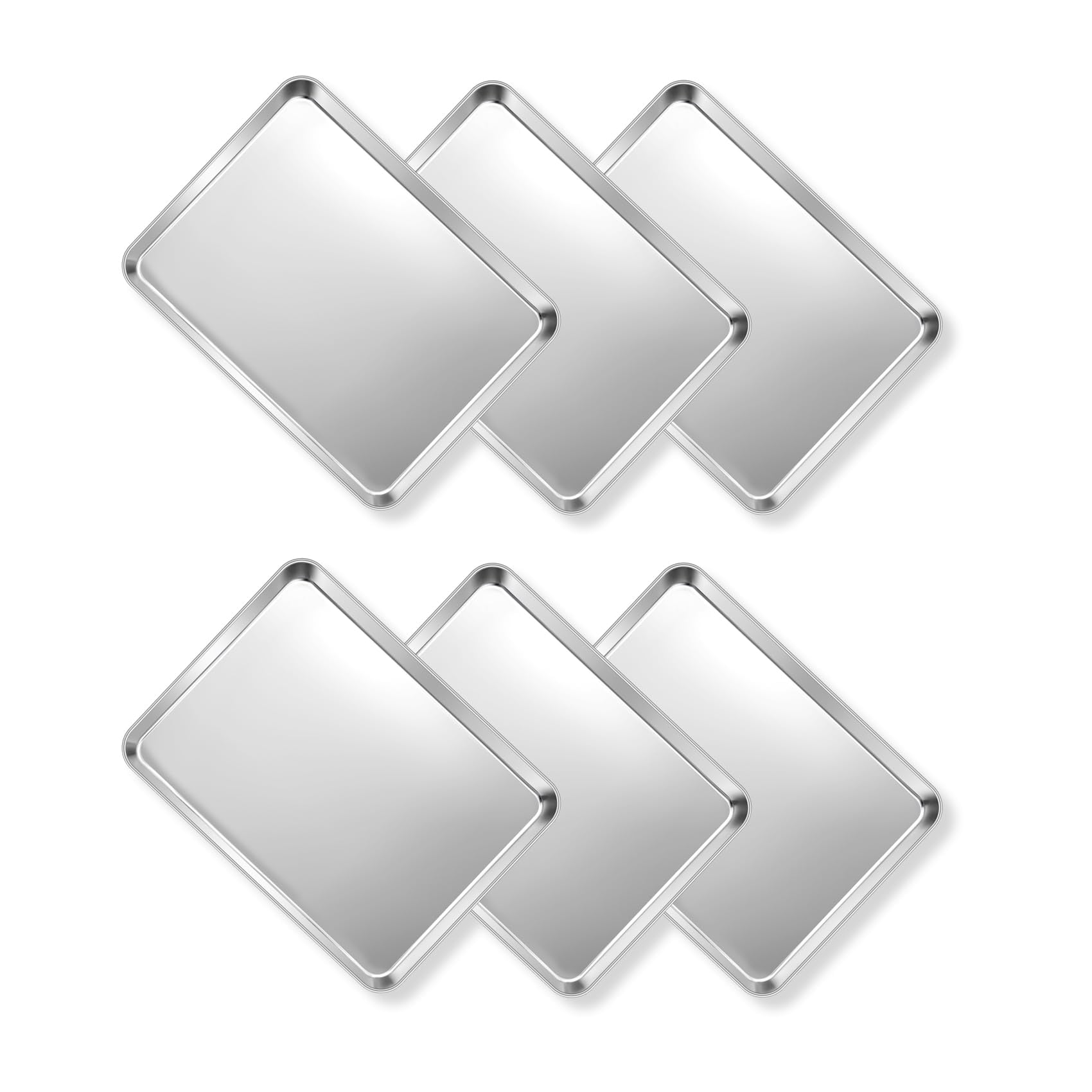 Stainless Steel Baking Sheet Pan Set 6 Count 9.3" x 7" x 1" Multi-Use Bakeware