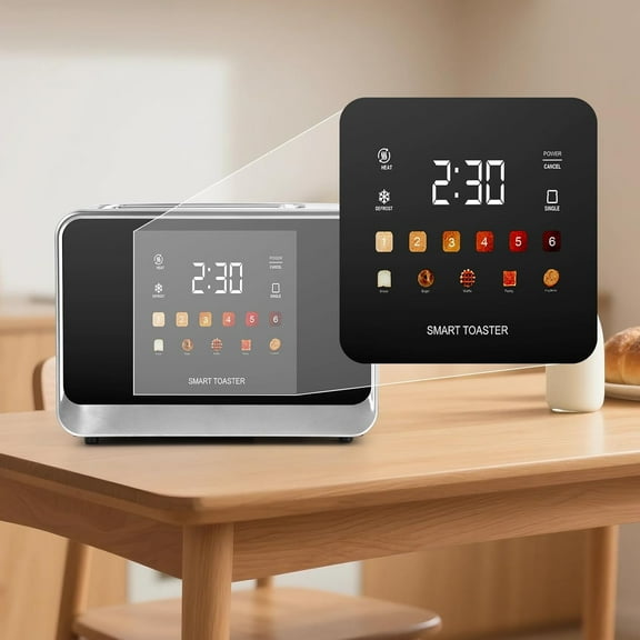Toaster Touch Screen Toaster 2 Slice with LCD Display Stainless Steel Digital Timer Toasters 6 Bread Types & 6 Shade Settings Smart Extra Wide Slots Tostadora With Bagel Cancel, Defrost Functions