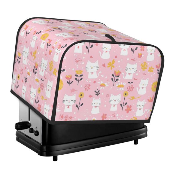 Toasting Machine Cover 4 Pieces 12.410.68.3in Dust-Proof Explosion-Proof Waterproof And Wear-Resistant Hollow Bottom Cartoon Cat And Flowers