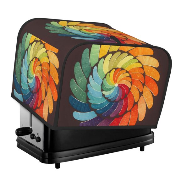 Toasting Machine Cover 4 Pieces 12.410.68.3in Dust-Proof Explosion-Proof Waterproof And Wear-Resistant Hollow Bottom Brown Tie-Dye Background Rainbow Colors (4)