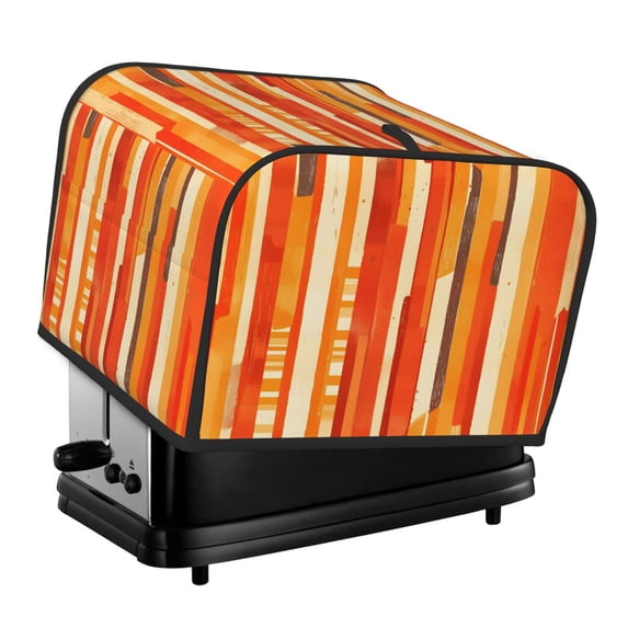 Toasting Machine Cover 4 Pieces 12.4×10.6×8.3in Dust-Proof Explosion-Proof Waterproof And Wear-Resistant Hollow Bottom Orangered Stripe Hand-Drawn Sketch_2