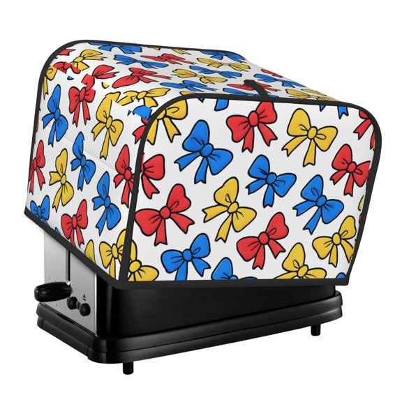 Toasting Machine Cover 4 Pieces 12.410.68.3in Dust-Proof Explosion-Proof Waterproof And Wear-Resistant Hollow Bottom Playful Cartoon Primary Color Ribbon Bow Pattern