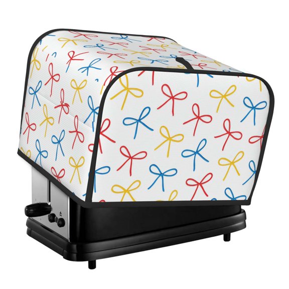 Toasting Machine Cover 4 Pieces 12.410.68.3in Dust-Proof Explosion-Proof Waterproof And Wear-Resistant Hollow Bottom Playful Thin Cartoon Primary Color Ribbon Bow Pattern