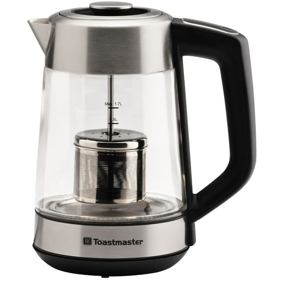 Toastmaster 1.7-Liter Electric Glass Kettle with Color Changing LED Indicators and Infuser