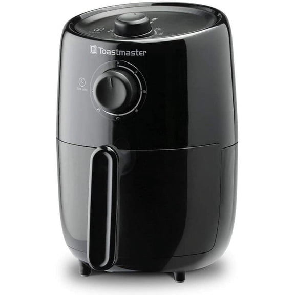 Toastmaster 2 Quart Air Fryer oil free frying auto shut off, nonstick inner basket (Black)