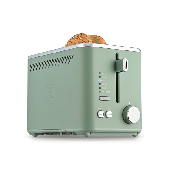 Toastmaster 2-Slice Multi-Function Toaster - Sage Green with Lever and Dial Controls, Extra Wide Slots, High Rise Toast Lift and Gluten Free Setting, 900W