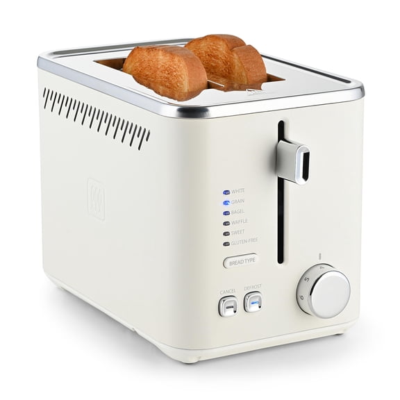 Toastmaster 2-Slice Multi-Function Toaster - Star White with Lever and Dial Controls, Extra Wide Slots, High Rise Toast Lift and Gluten Free Setting, 900W